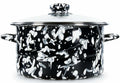 Golden Rabbit Enamelware 6 Qt Stock Pot – Black Swirl