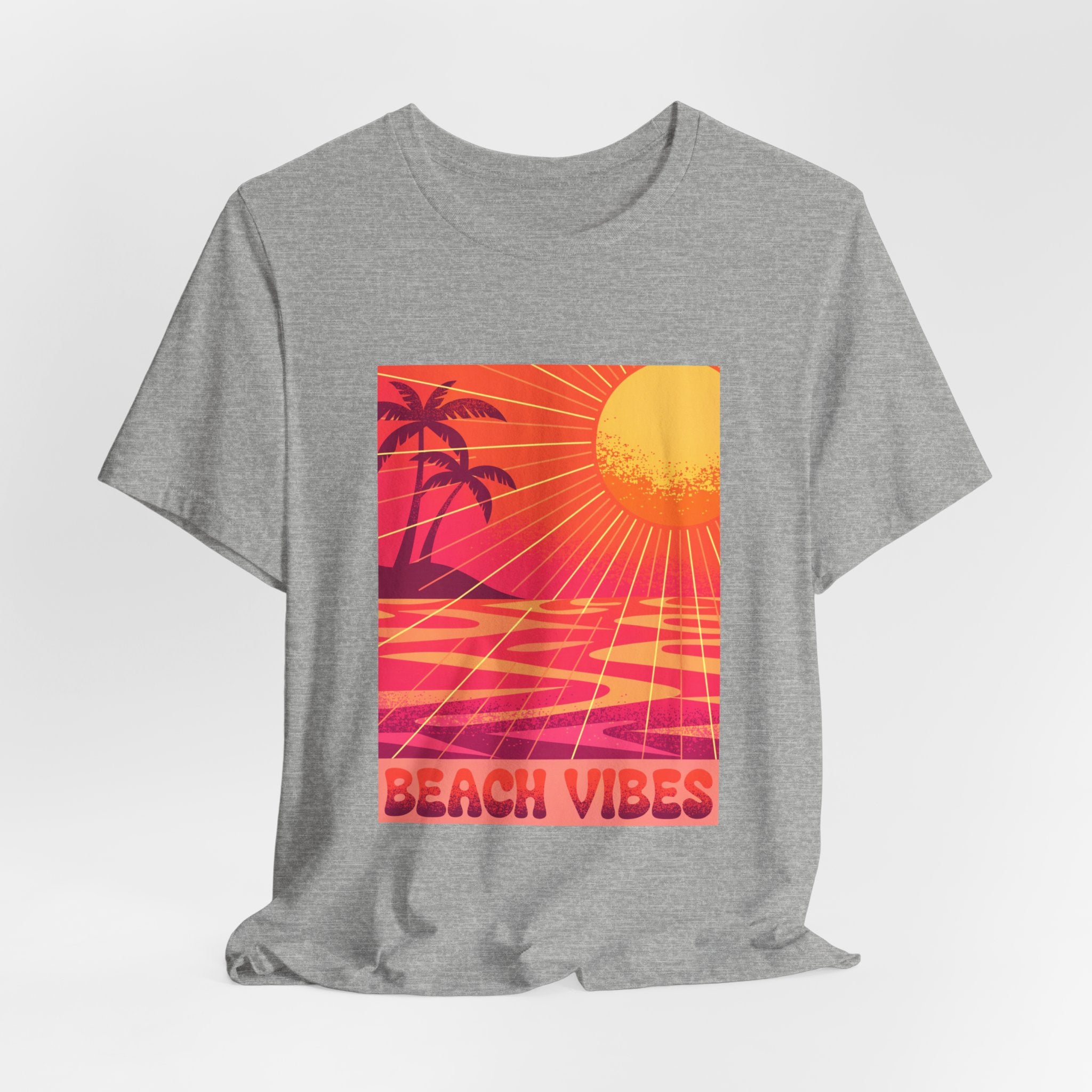 Beach Vibes Retro Sunset Palm Graphic Tee