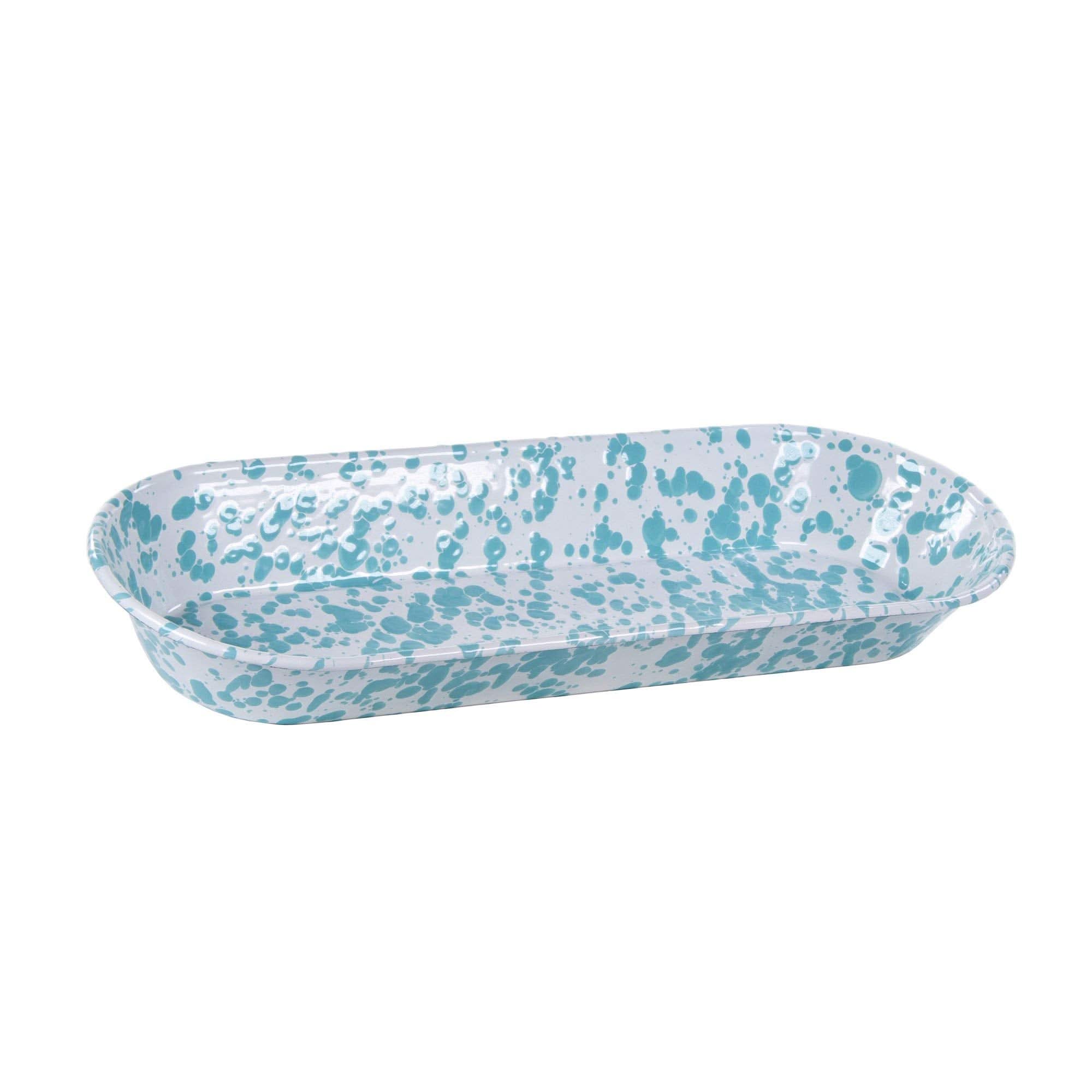 Golden Rabbit Enamelware 16" Oval Basket – Cobalt Swirl