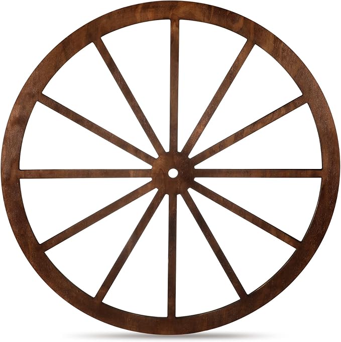 Decorative Wood Wagon Wheel – Brown, 30"