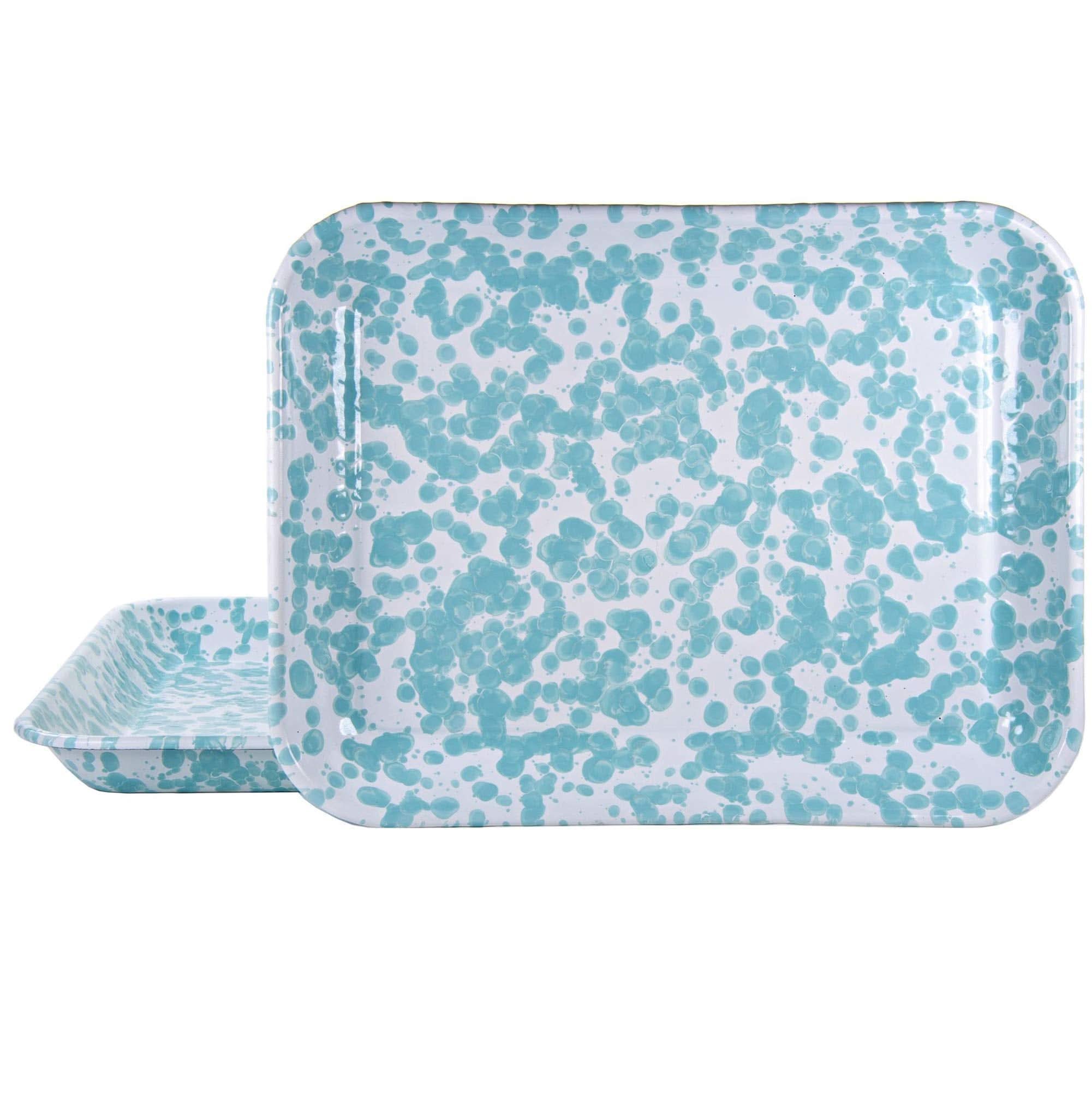 Golden Rabbit Enamelware Quarter Sheet Trays – Cobalt Swirl (Set of 2)