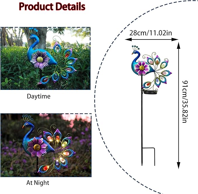 Solar Peacock Garden Stake Light