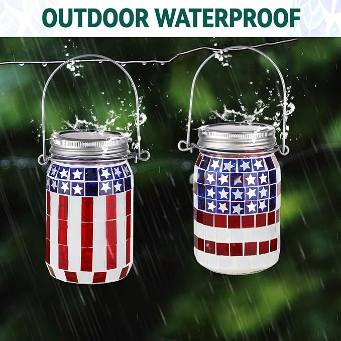 Mosaic Solar Lanterns – Patriotic Set of 2