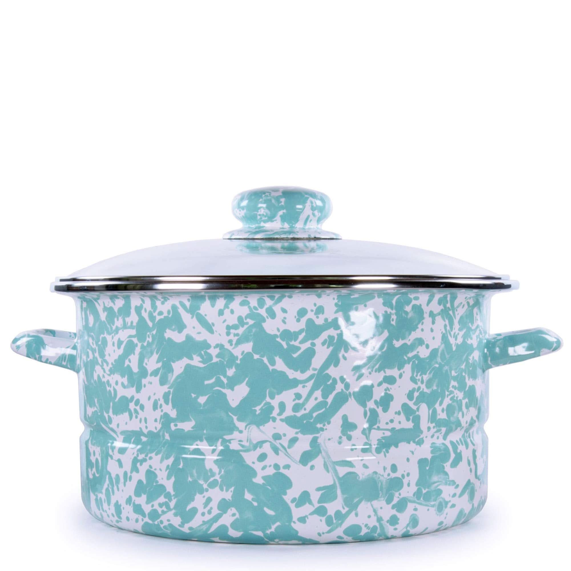 Golden Rabbit Enamelware 6 Qt Stock Pot – Black Swirl
