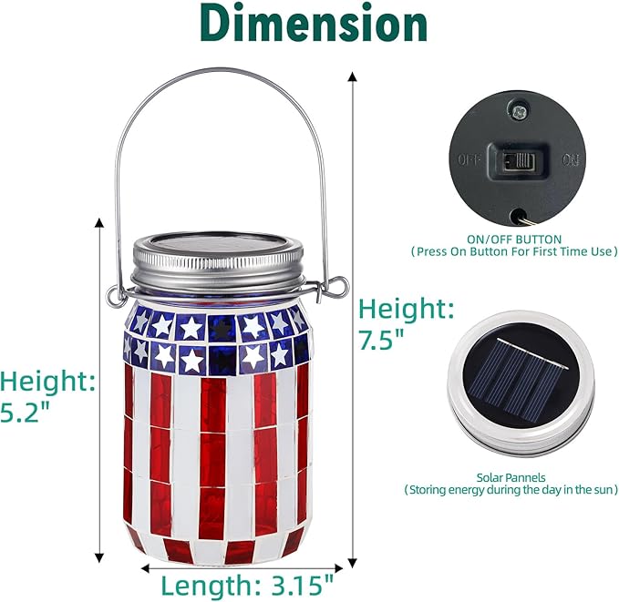 Mosaic Solar Lanterns – Patriotic Set of 2