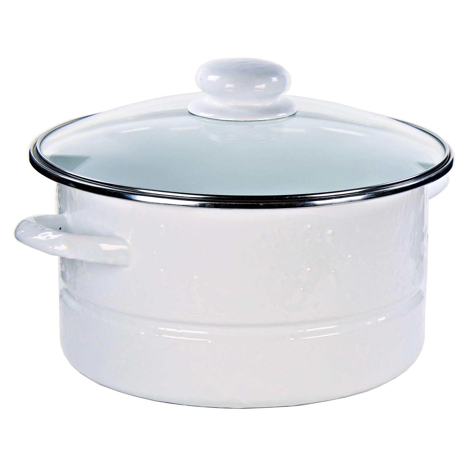 Golden Rabbit Enamelware 6 Qt Stock Pot – Black Swirl