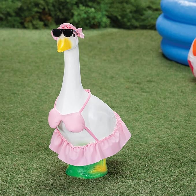 Gaggleville Pink Bikini Goose Outfit with Sun Hat & Sunglasses