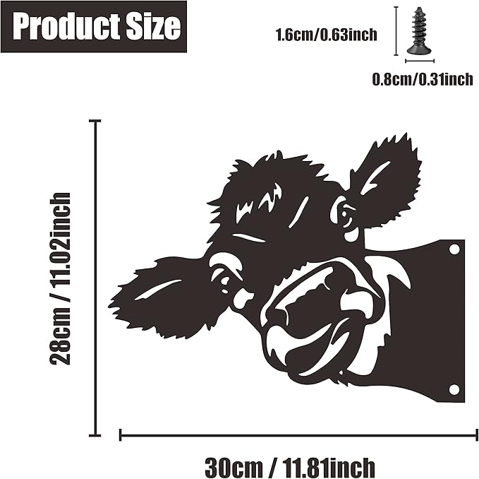 Peeping Cow Metal Garden Fence Decor