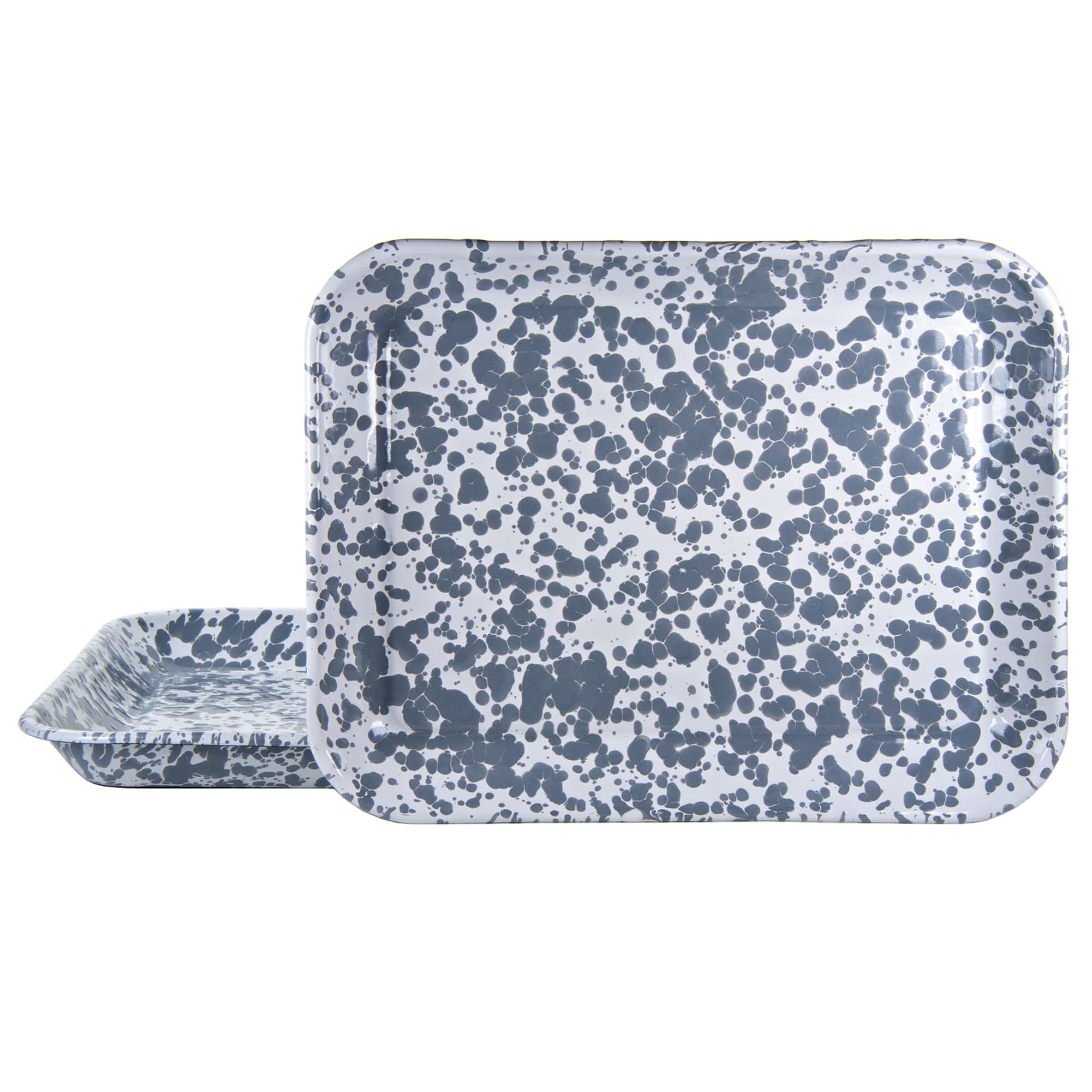 Golden Rabbit Enamelware Quarter Sheet Trays – Cobalt Swirl (Set of 2)