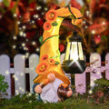 Solar Sunflower Gnome Garden Statue with LED Lantern