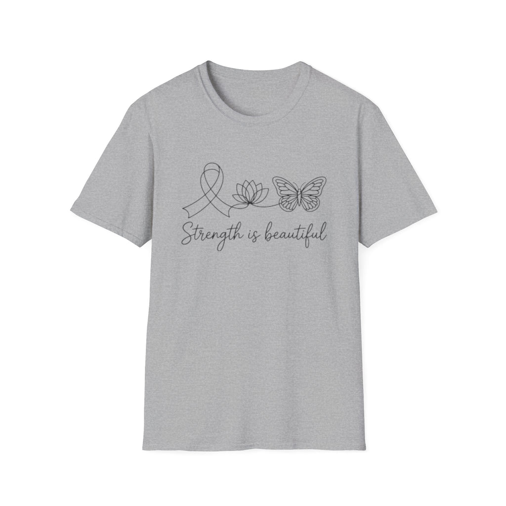 Strength Is Beautiful T-Shirt — Ribbon Lotus Butterfly Awareness Tee