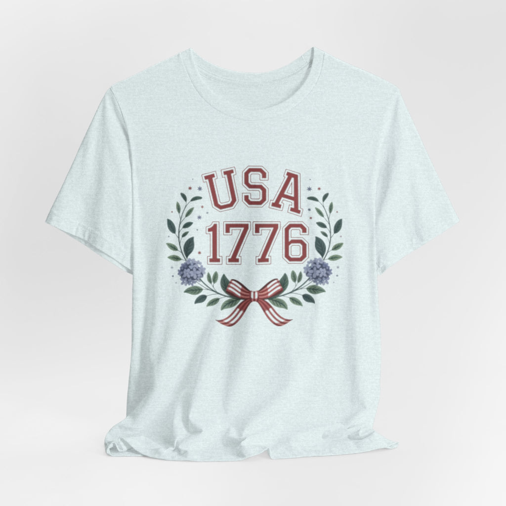 USA 1776 Laurel Wreath Fourth of July Tee | Patriotic Independence Day Shirt