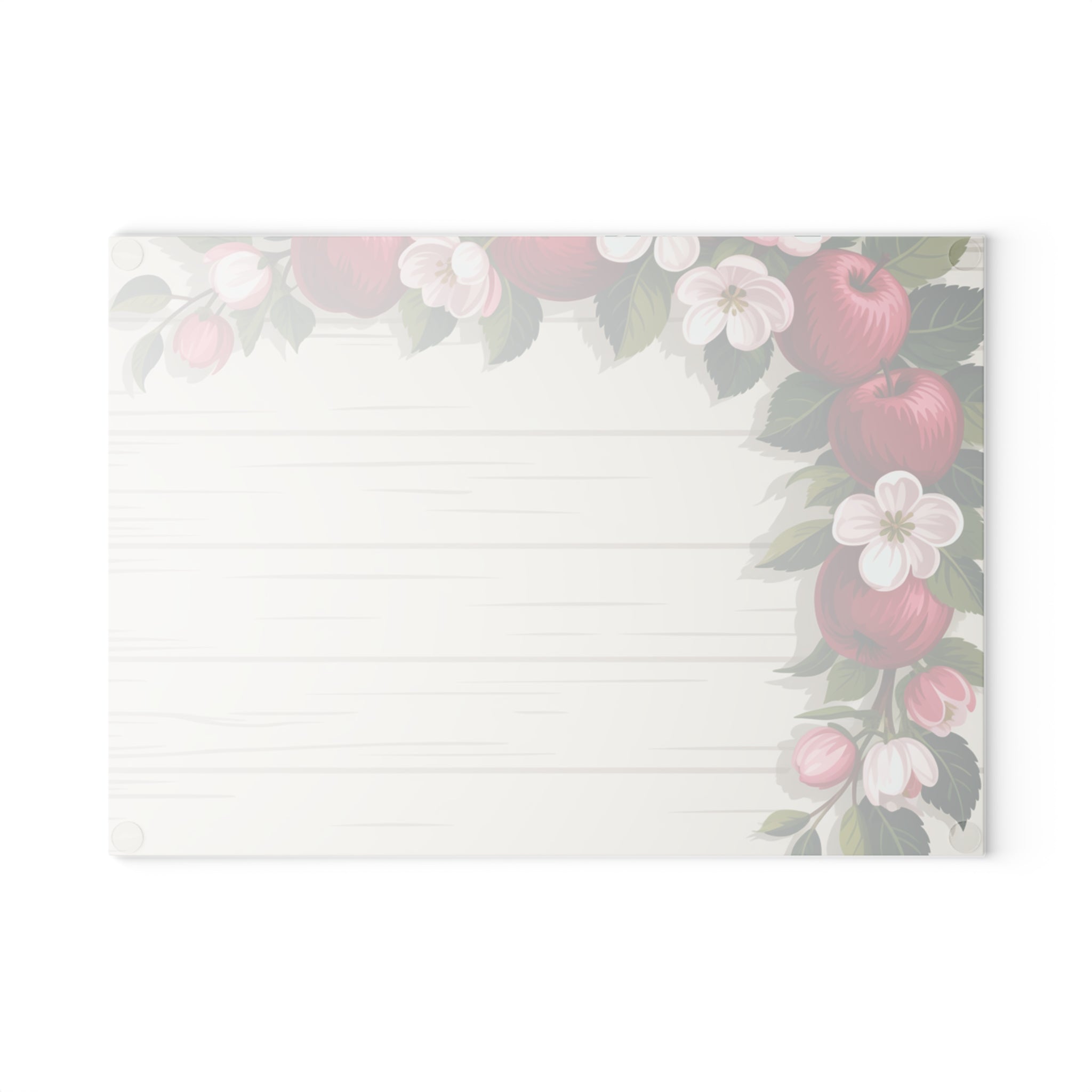 Apple Blossom Border Glass Cutting Board | Floral Kitchen Decor