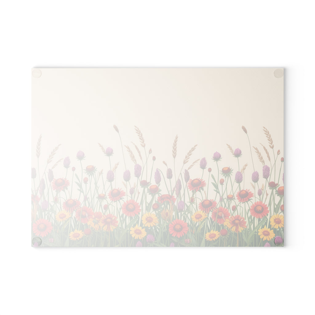 Wildflower Meadow Glass Cutting Board | Floral Kitchen Decor
