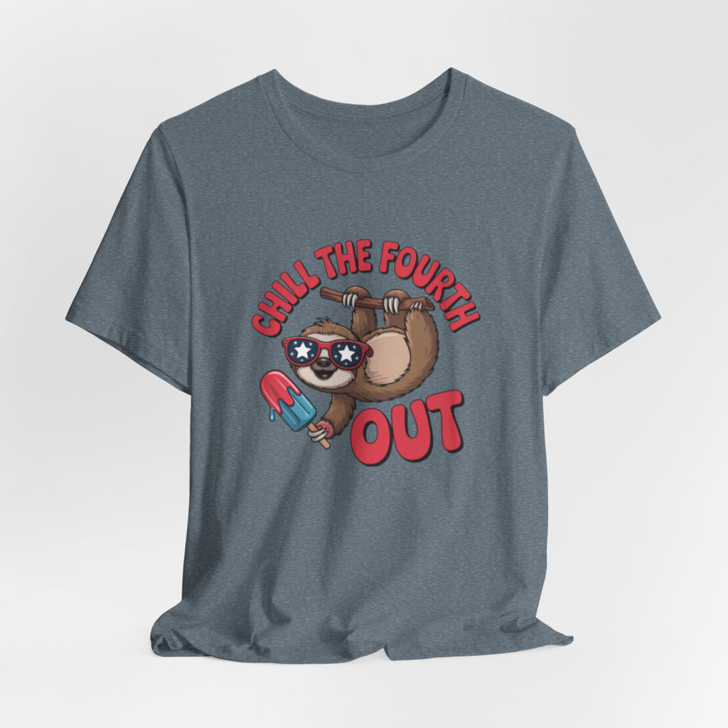Chill the Fourth Out sloth holding popsicle T-Shirt | Fourth of July