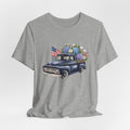 Vintage Truck American Flag & Floral Bouquet Tee