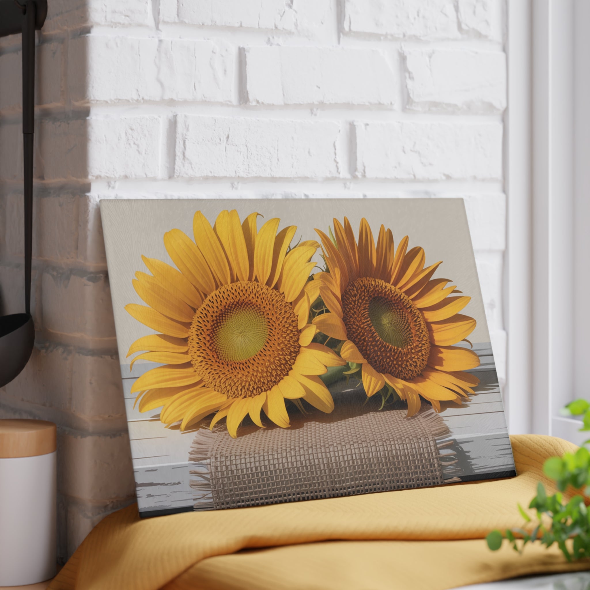 Sunflower Pair Glass Cutting Board | Floral Kitchen Décor