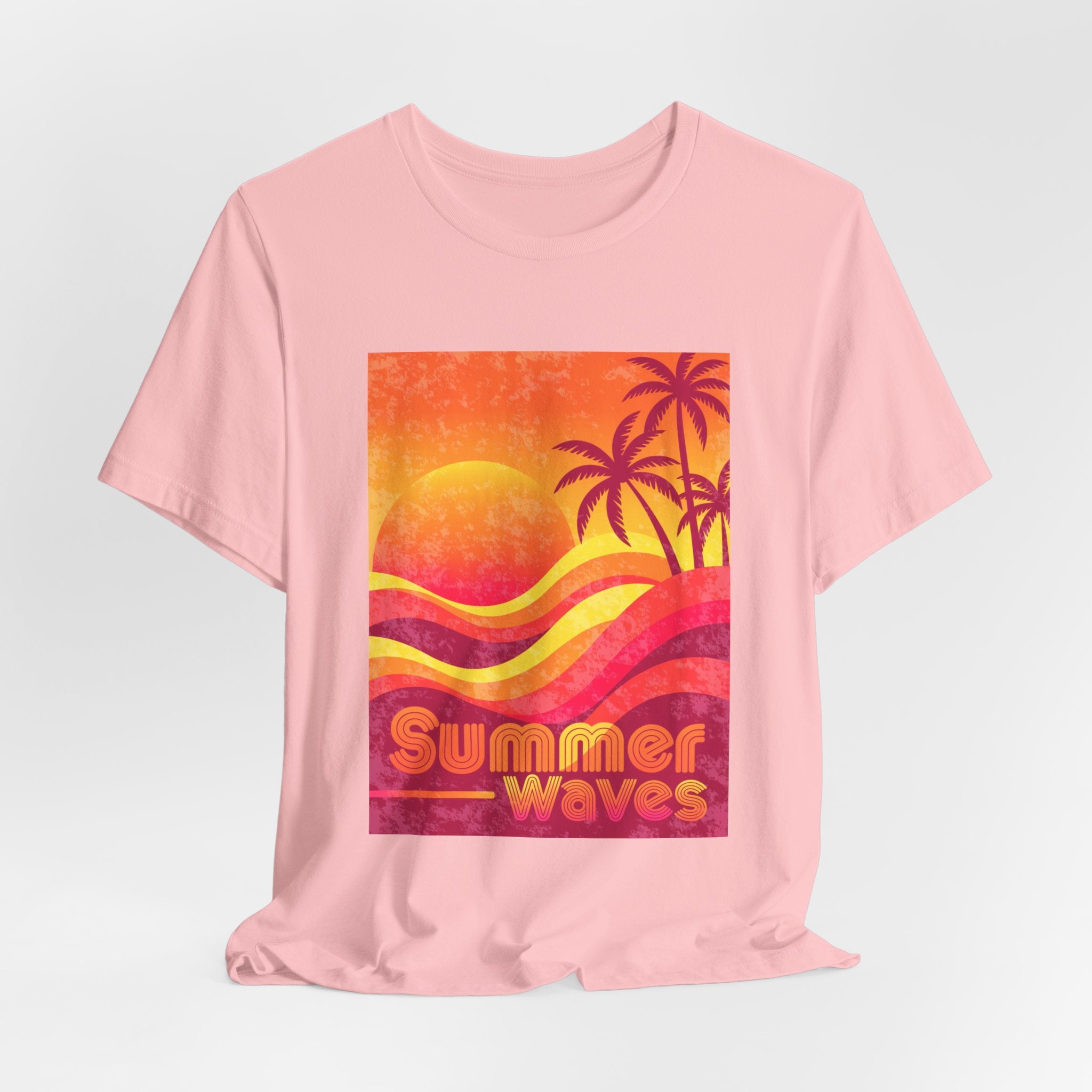 Summer Waves Retro Sunset Palm Beach Tee