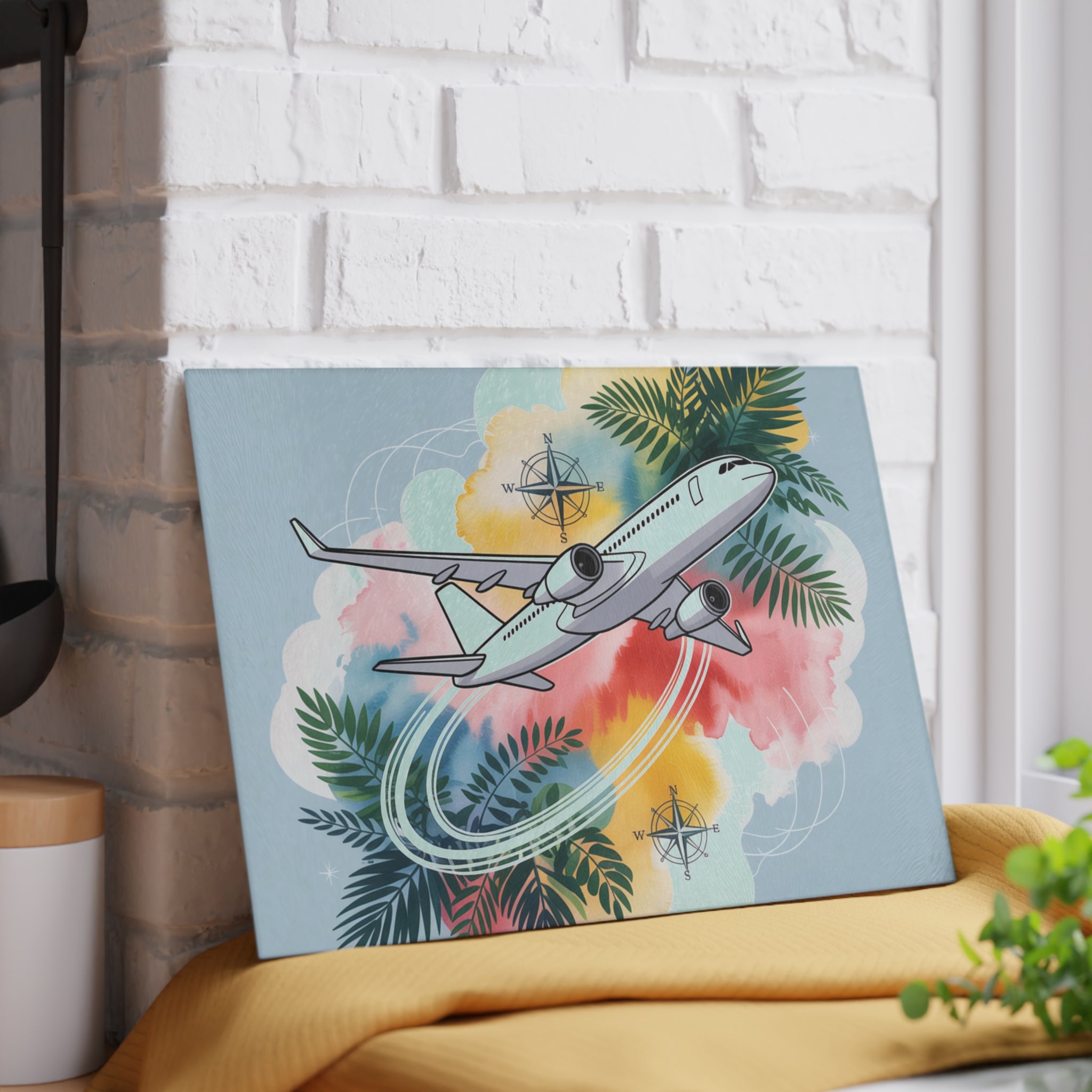 Flight Attendant Gift Glass Cutting Board Travel Crew Airline Decor Hot Pad