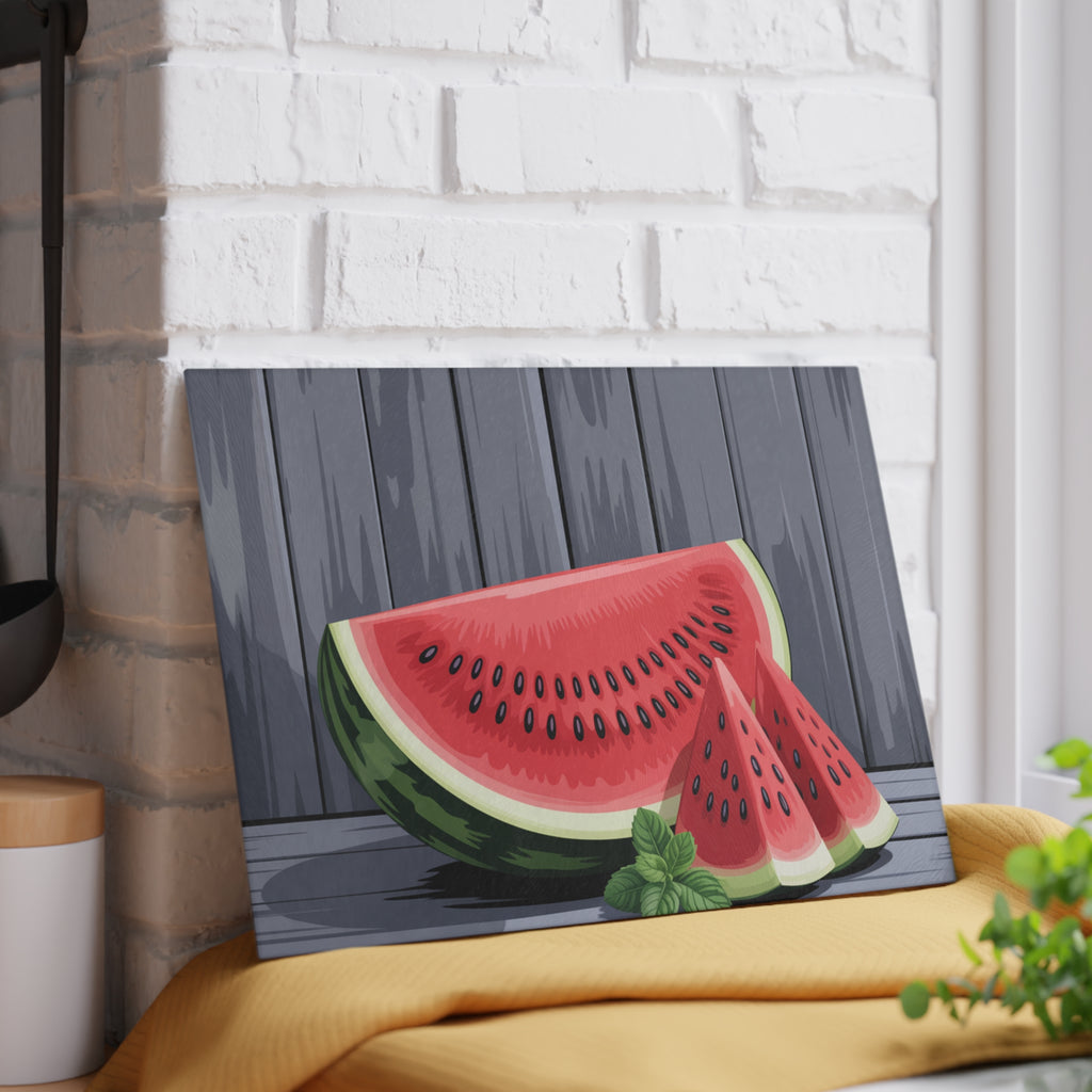 Watermelon Slice Glass Cutting Board | Summer Fruit Kitchen Decor