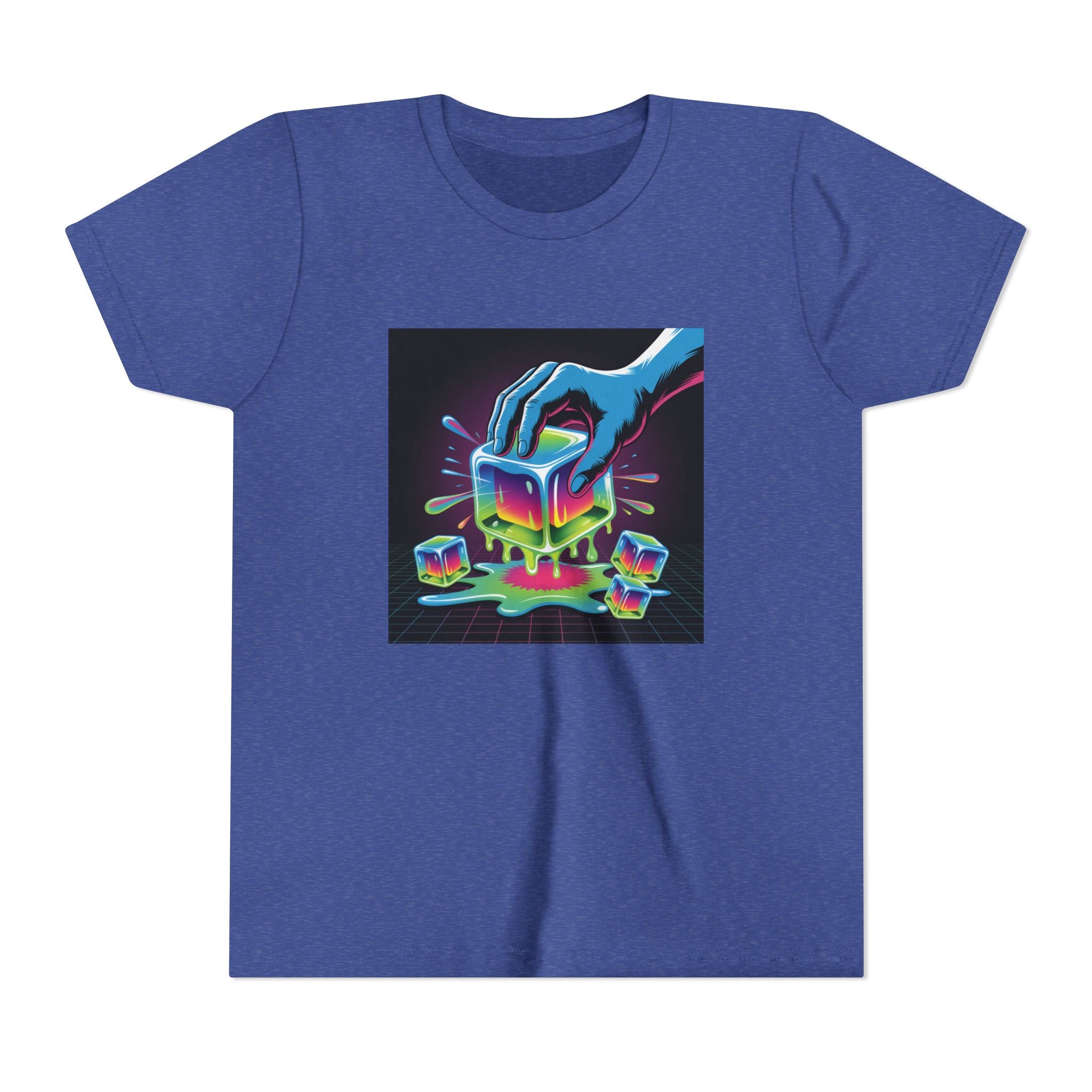 Youth Tee — Neon Melting Ice Cube Graphic