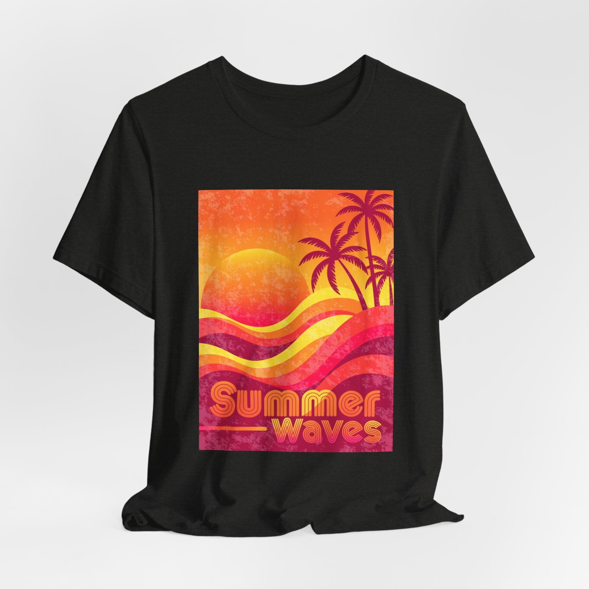 Summer Waves Retro Sunset Palm Beach Tee