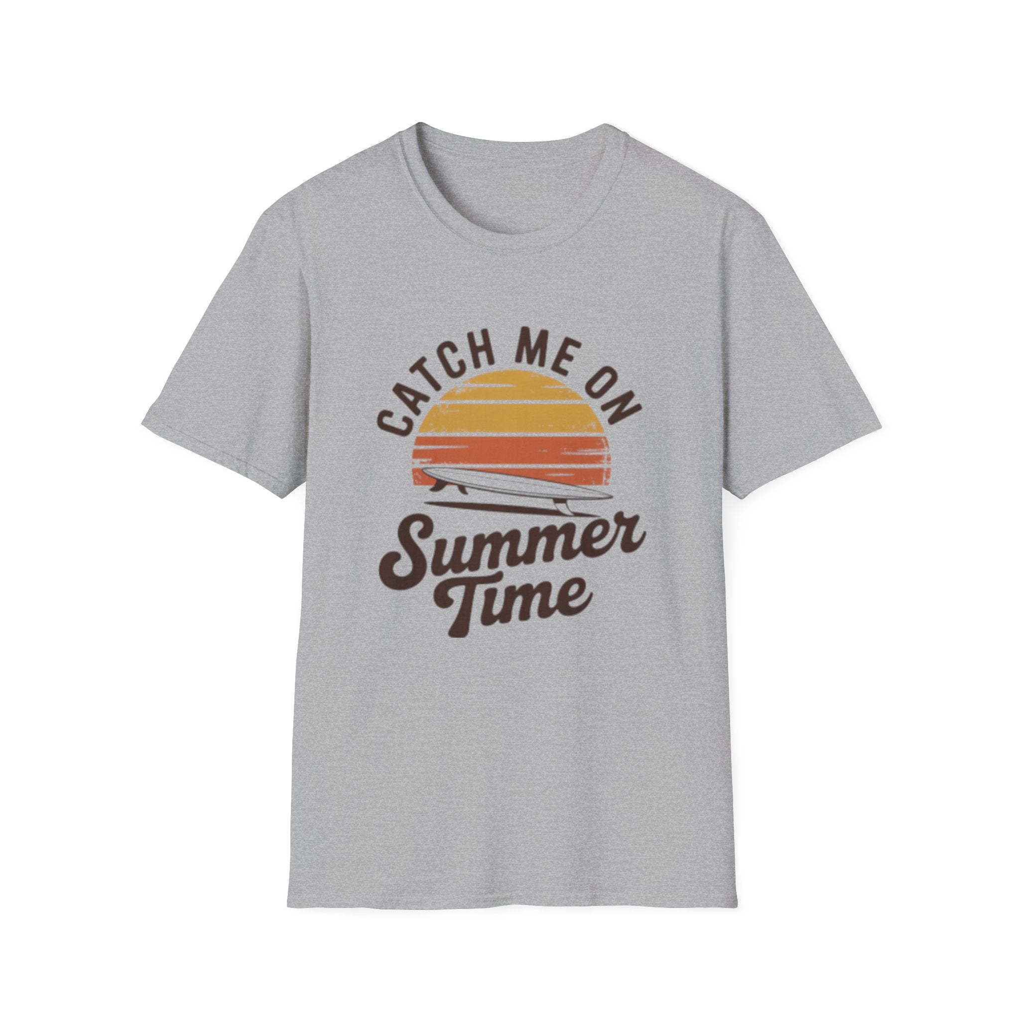 Catch Me On Summer Time T-Shirt | Retro Sunset Surf Plane Tee