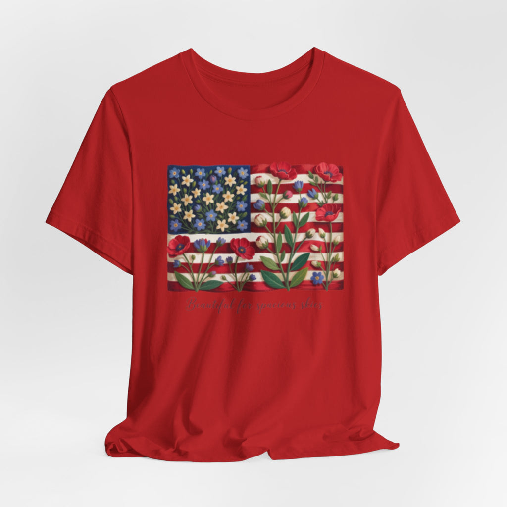 Patriotic Floral Flag T-Shirt — "Beautiful for Generations" Graphic Tee