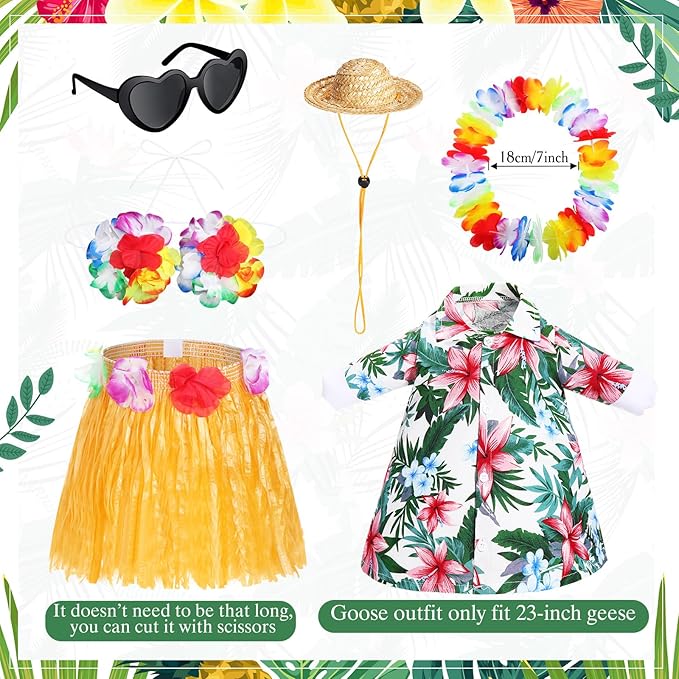 Hawaiian Luau Goose Outfit with Hula Skirt – Set of 2
