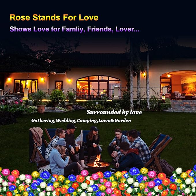 Solar Rose Flower Stake Lights Outdoor - Blue (1 Pack)