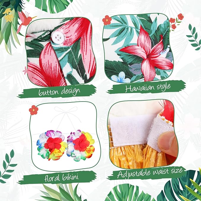 Hawaiian Luau Goose Outfit with Hula Skirt – Set of 2