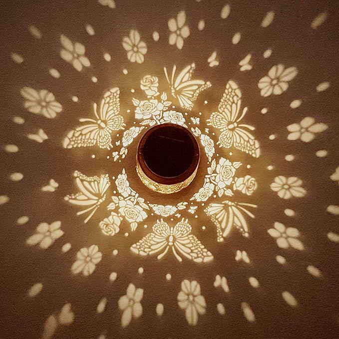 Solar Butterfly & Rose Hanging Lantern | Outdoor Garden Decor