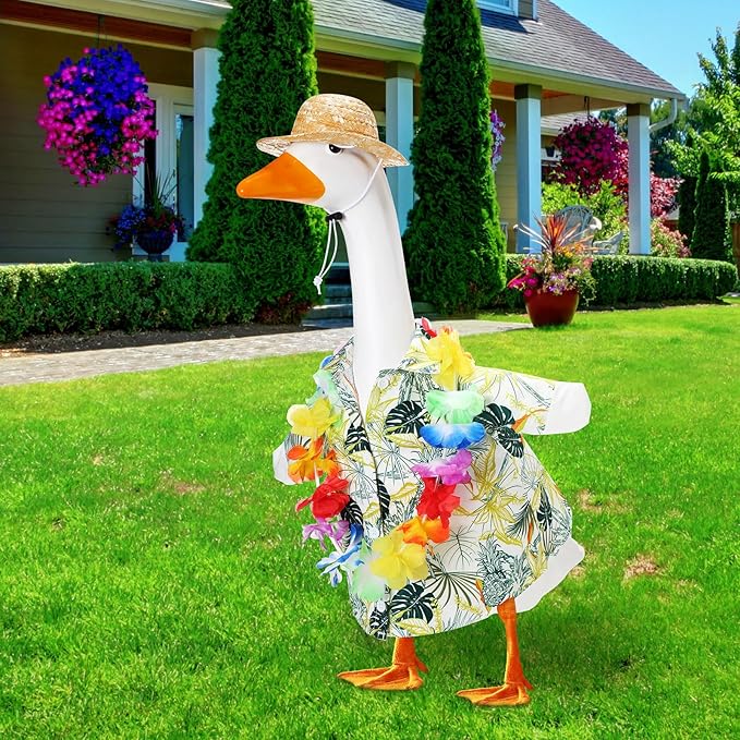 Hawaiian Luau Goose Outfit with Sunglasses – Fresh Floral Style
