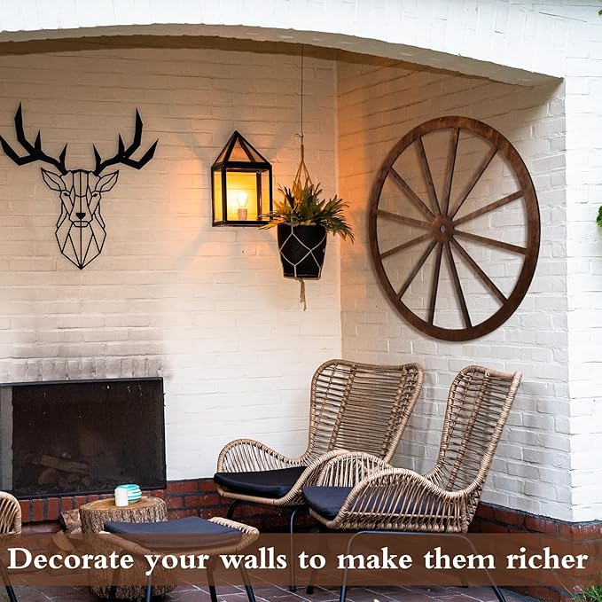 Decorative Wood Wagon Wheel – Brown, 30"