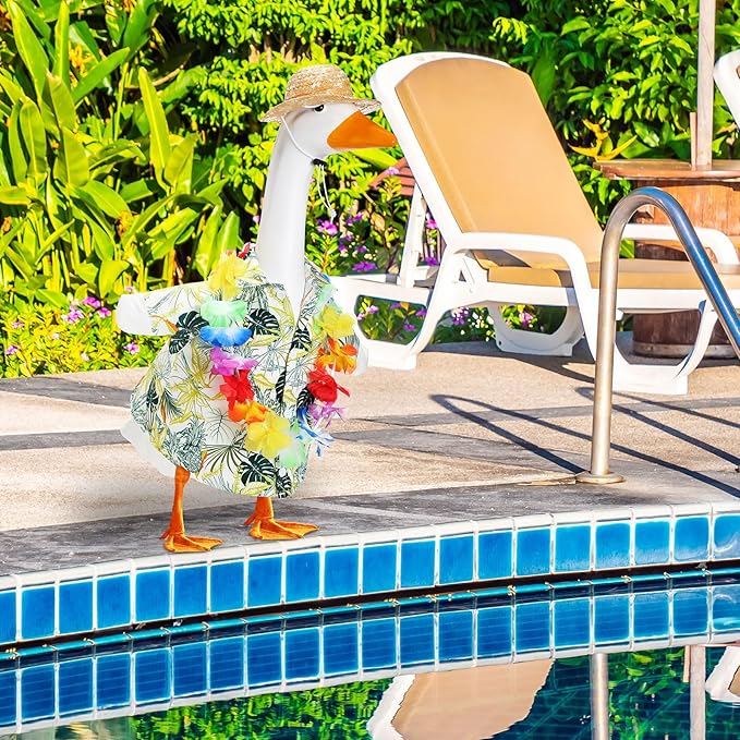 Hawaiian Luau Goose Outfit with Sunglasses – Fresh Floral Style