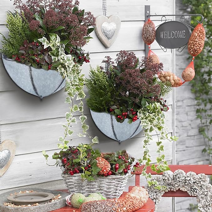 Galvanized Metal Umbrella Wall Planter – Set of 3