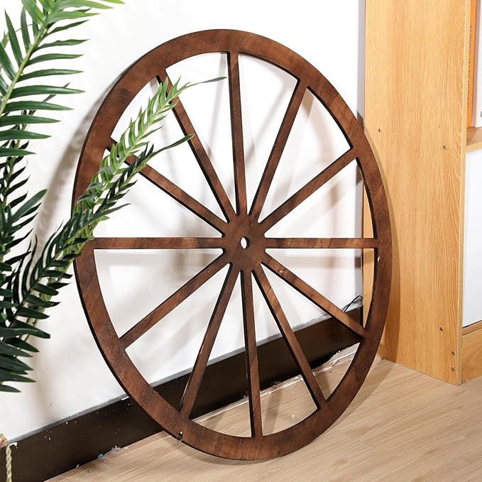 Decorative Wood Wagon Wheel – Brown, 30"