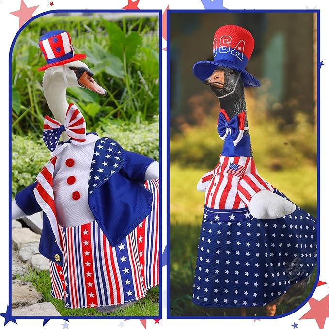 Patriotic American Flag Porch Goose Outfit
