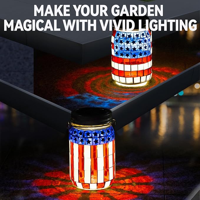 Mosaic Solar Lanterns – Patriotic Set of 2