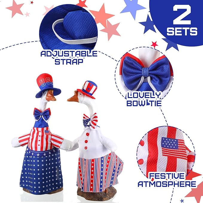 Patriotic American Flag Porch Goose Outfit