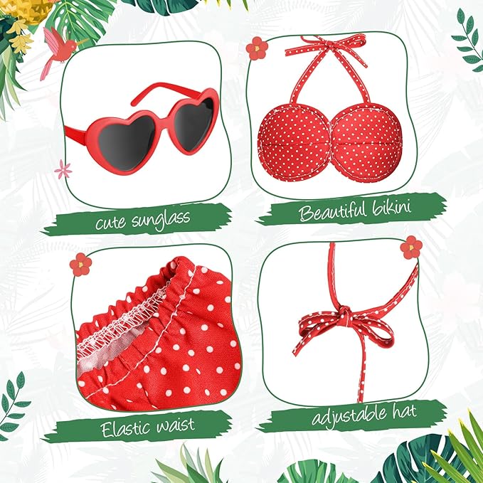 Hawaiian Luau Bikini Goose Outfit with Sunglasses – Red