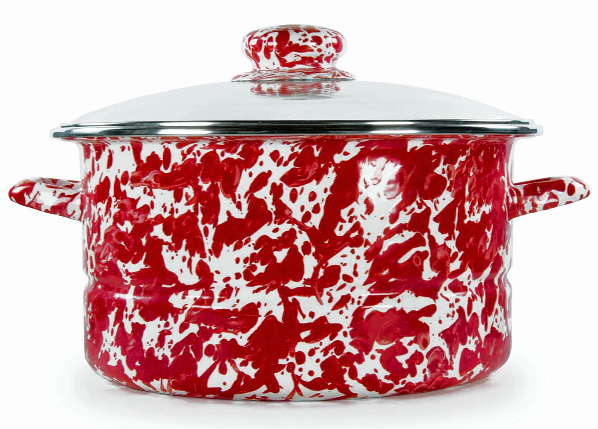 Golden Rabbit Enamelware 6 Qt Stock Pot – Black Swirl