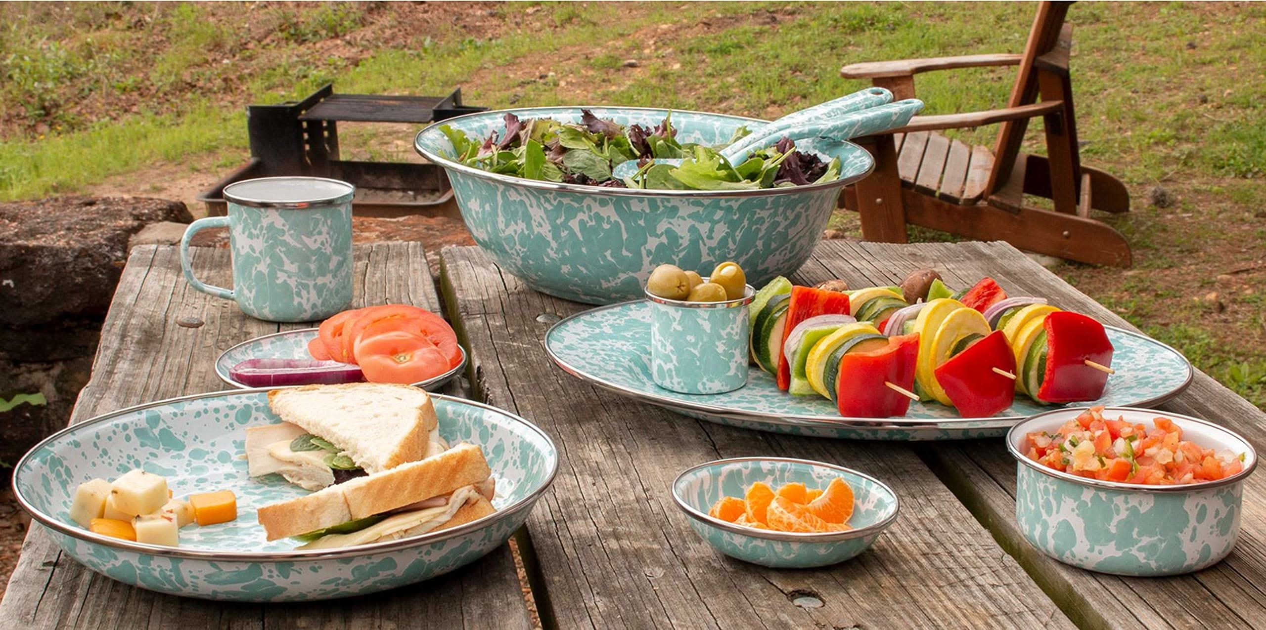 Golden Rabbit Enamelware 2-Piece Spoon Set – Sea Glass Swirl