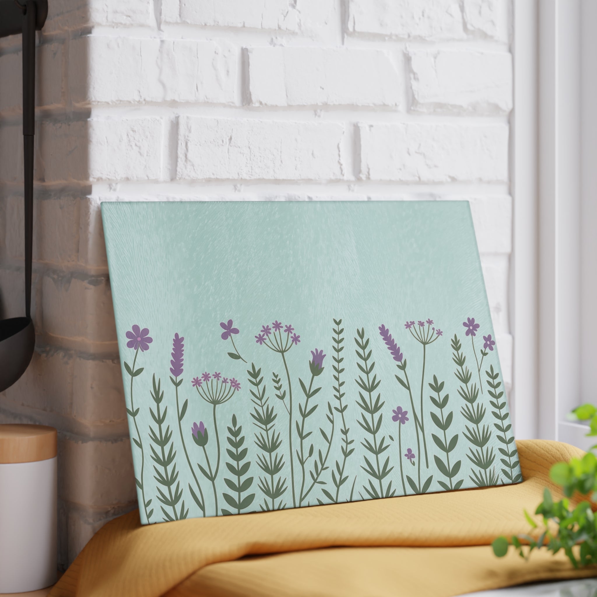 Lavender Wildflower Glass Cutting Board | Floral Kitchen Decor
