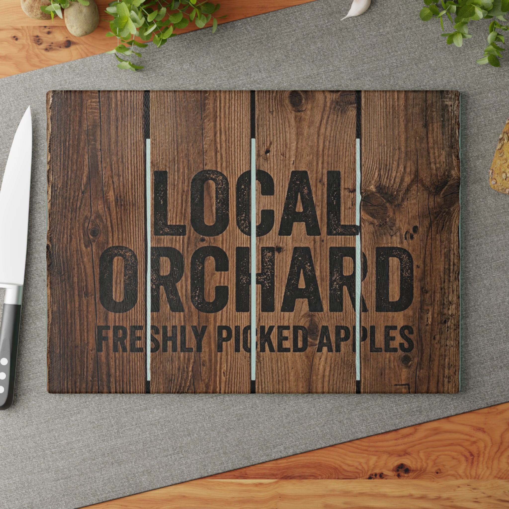 Local Orchard Glass Cutting Board | Freshly Picked Apples Kitchen Decor