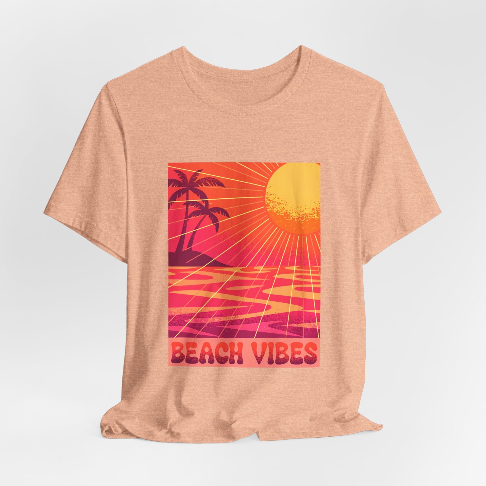 Beach Vibes Retro Sunset Palm Graphic Tee