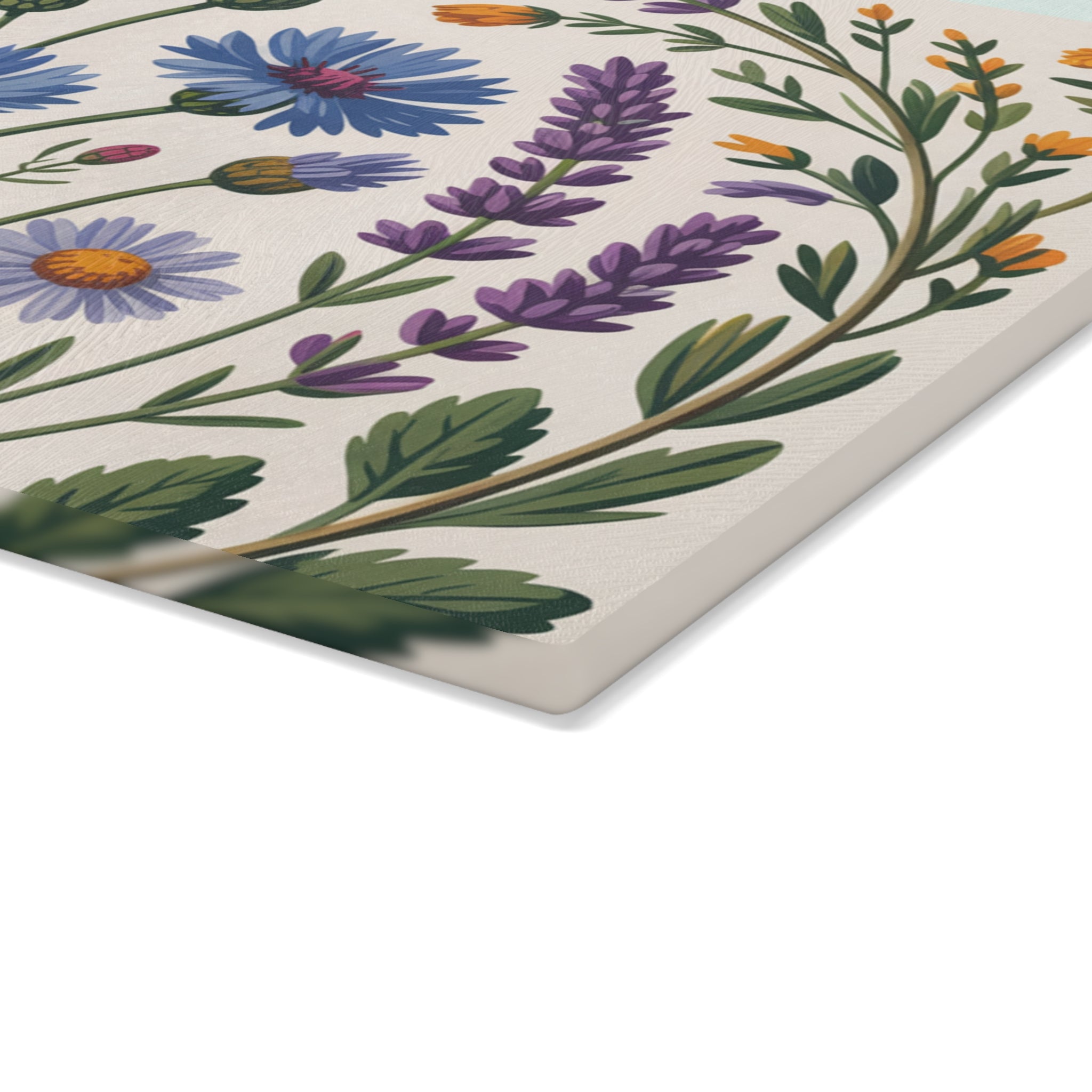 Wildflower Bouquet Glass Cutting Board | Floral Kitchen Decor