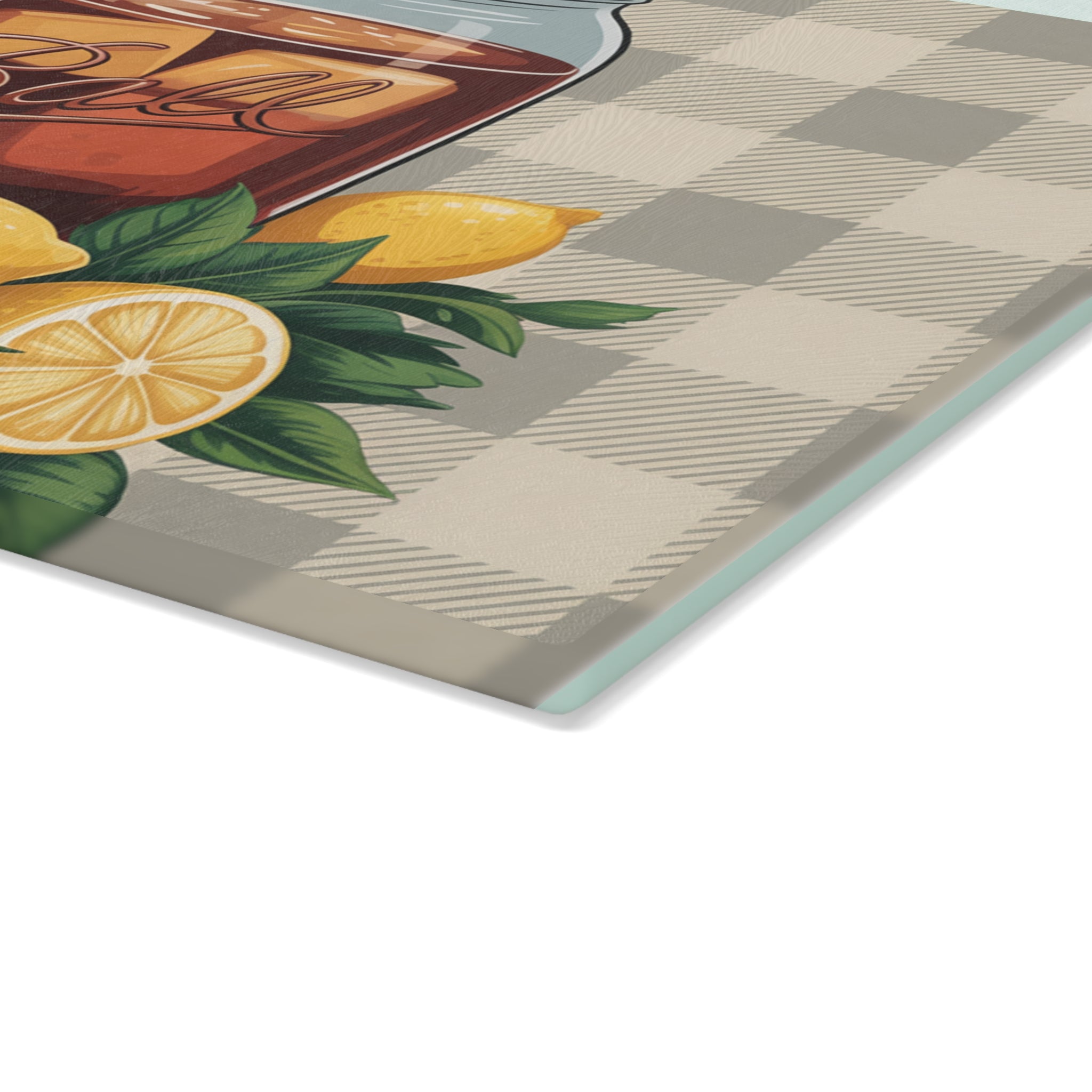Lemon Mason Jar Iced Tea Glass Cutting Board | Citrus Kitchen Decor