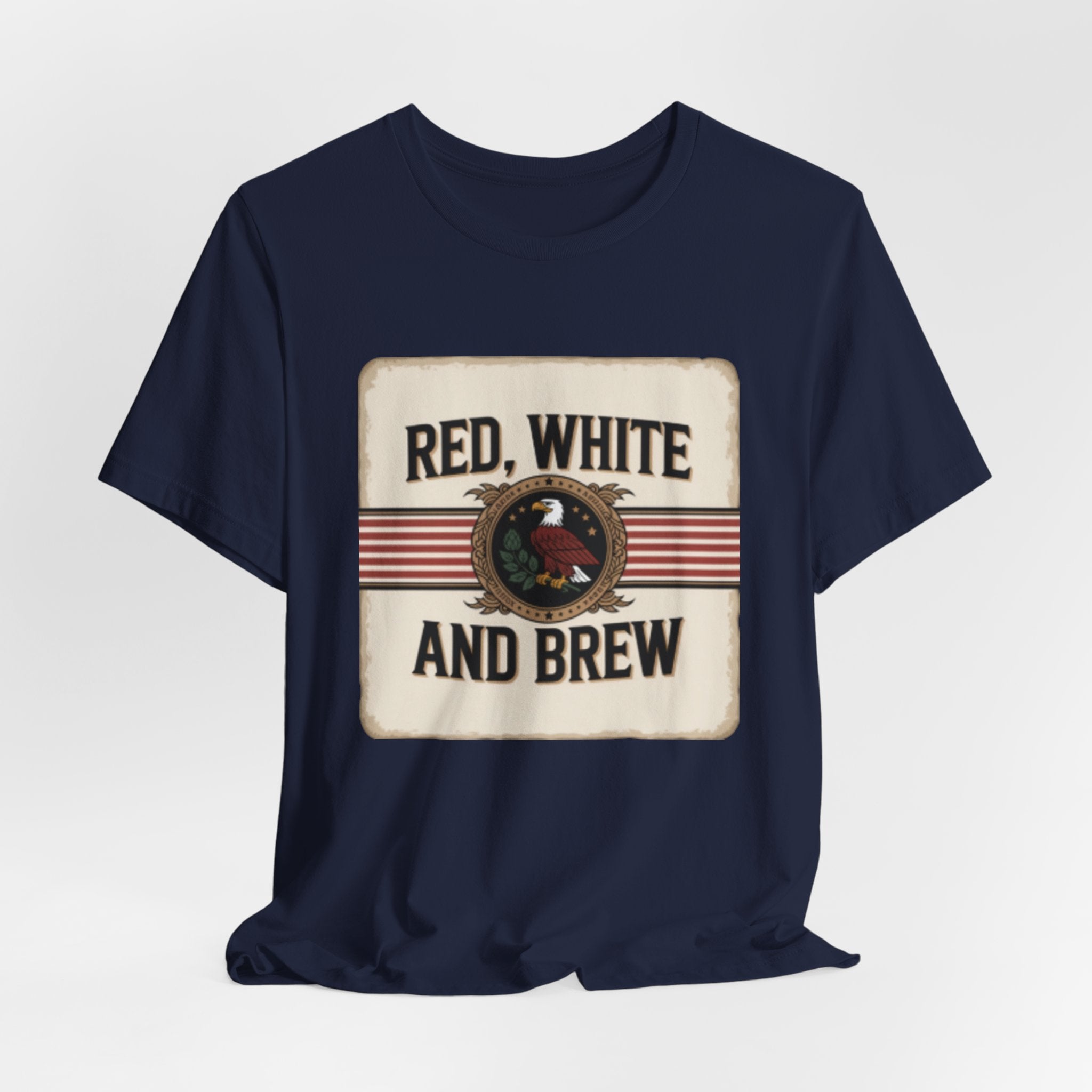Red, White and Brew Tee - Patriotic Beer Graphic T-Shirt for 4th of July