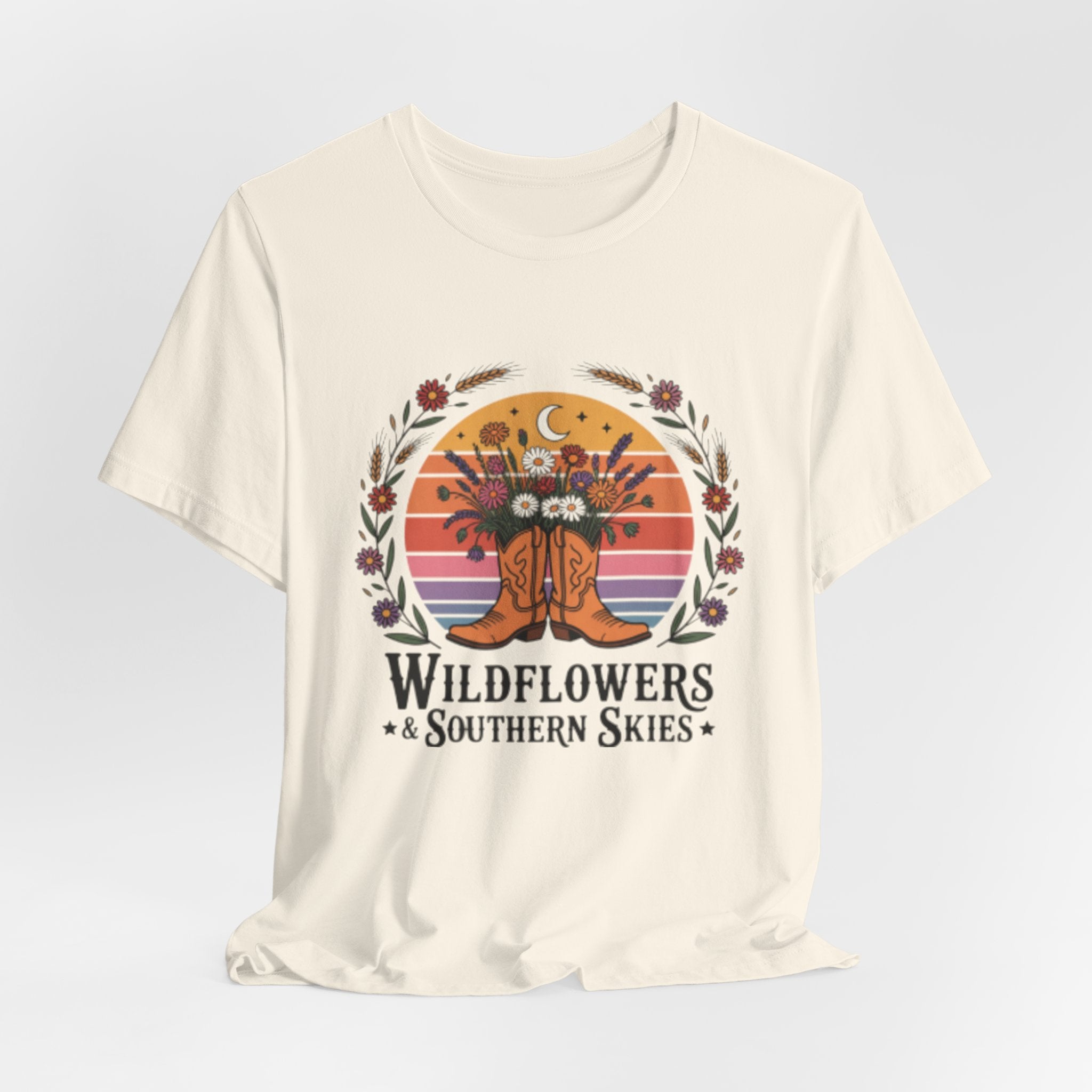 Wildflowers & Southern Skies Cowboy Boots Floral Tee